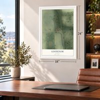 Goodenow, Illinois map, 18 x 24 inch print in a white frame in a home office
