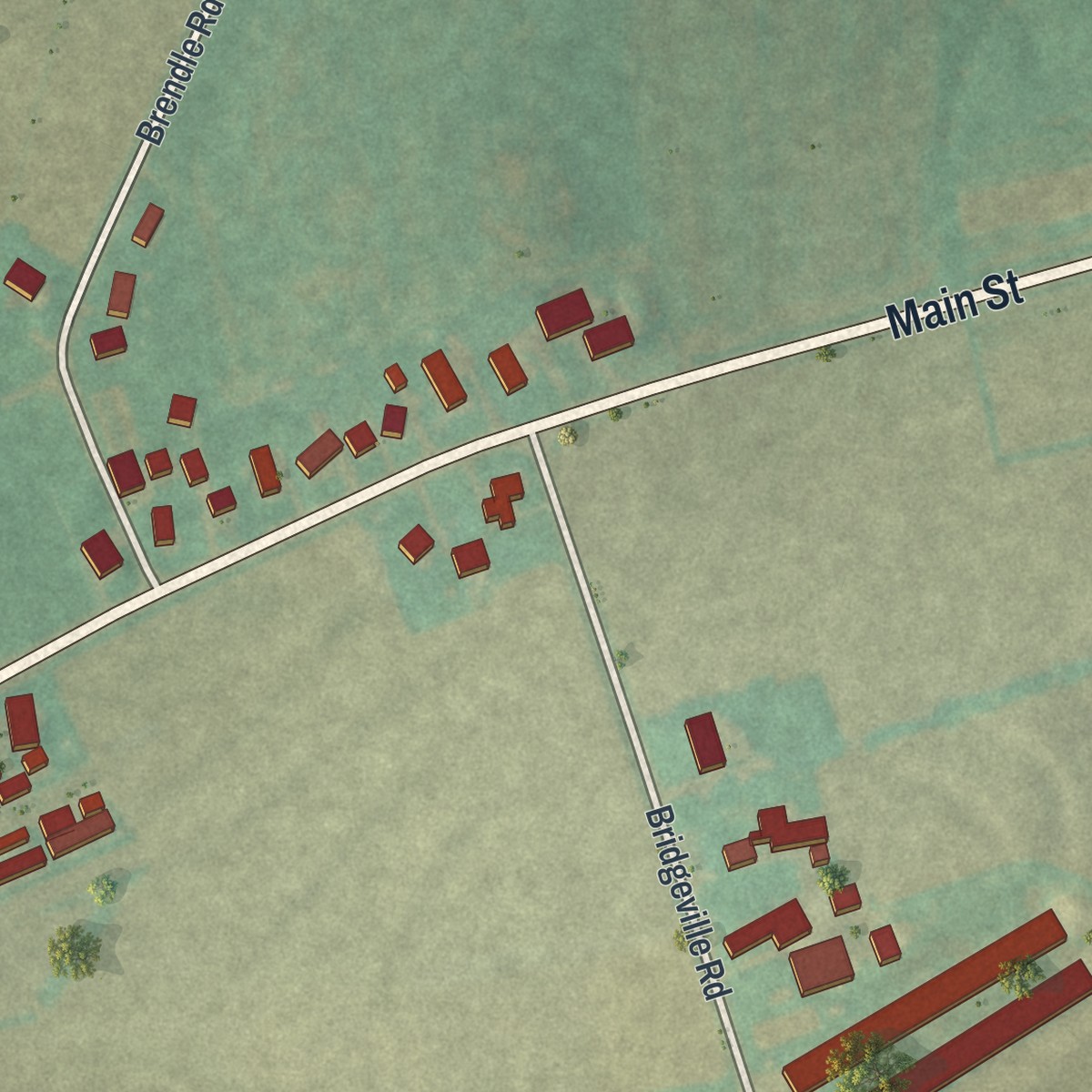 Second close-up of the map of Goodville, Pennsylvania print showing more streets and buildings