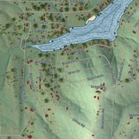 Second close-up of the map of Goose Creek Lake, Missouri print showing more streets and buildings