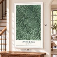 Goose Rock, Kentucky map, 24 x 36 inch print in a white frame by a staircase