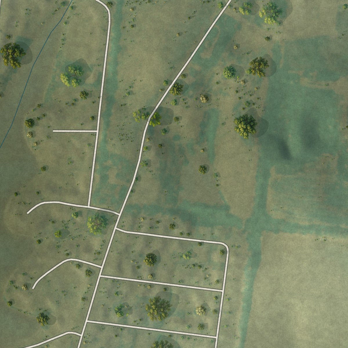 Second close-up of the map of Gordonville, Missouri print showing more streets and buildings