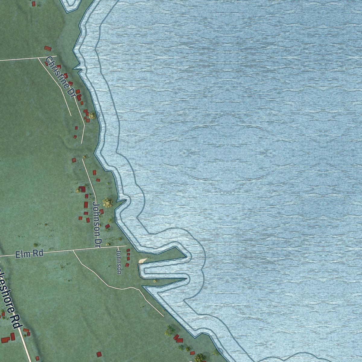 Second close-up of the map of Gore, Michigan print showing more streets and buildings