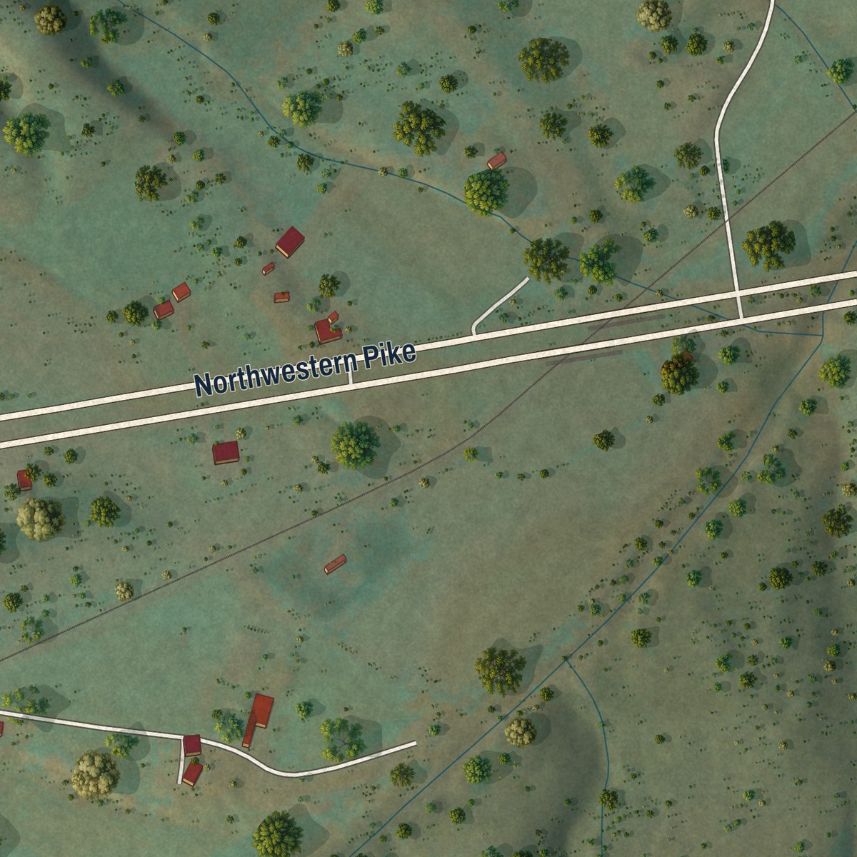 Second close-up of the map of Gore, Virginia print showing more streets and buildings