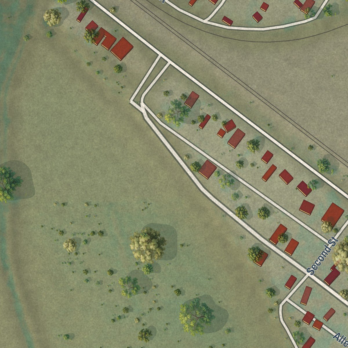 Second close-up of the map of Gorham, Illinois print showing more streets and buildings