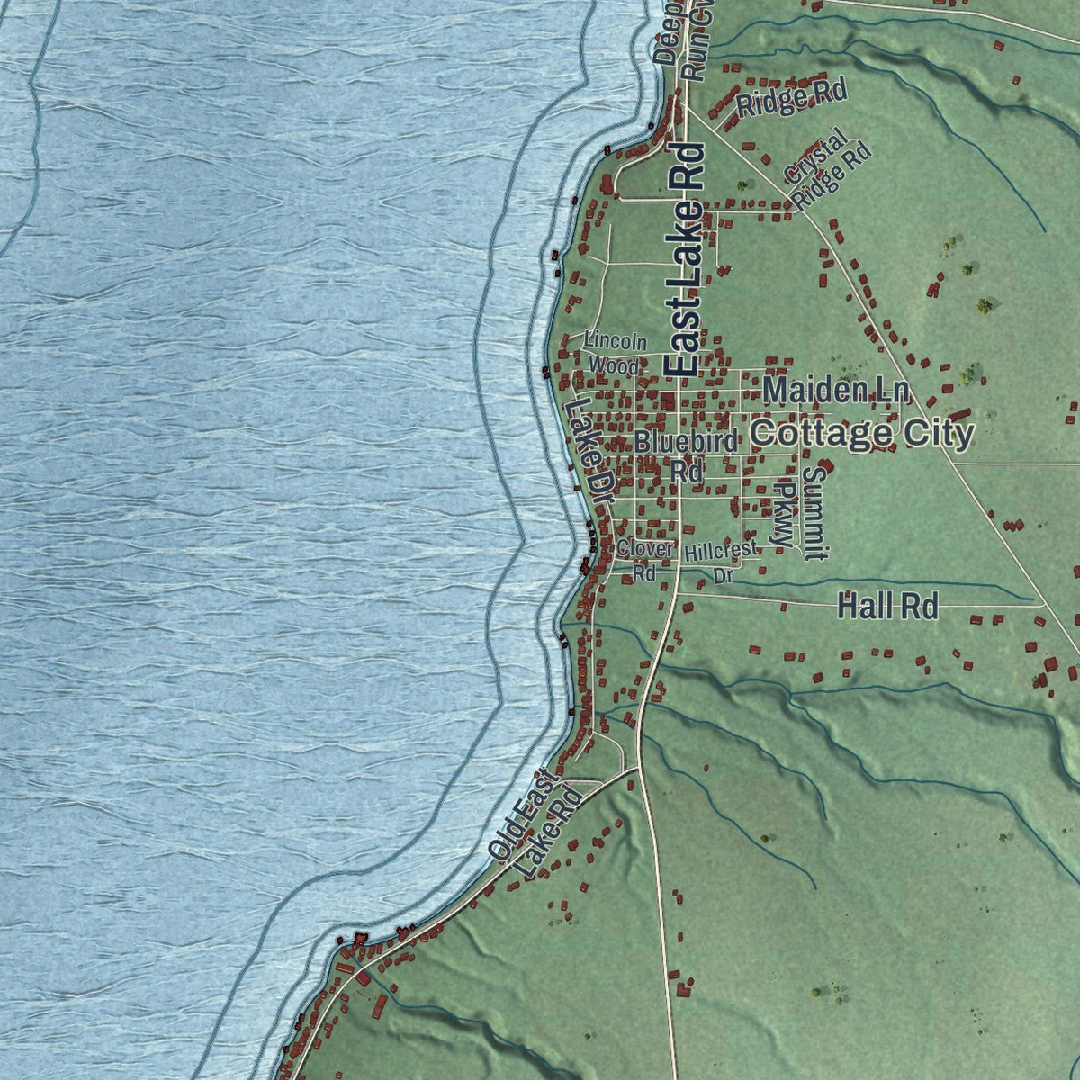 Second close-up of the map of Gorham, New York print showing more streets and buildings