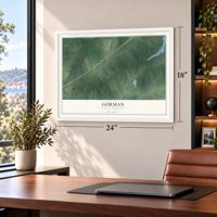 Gorman, North Carolina map, 18 x 24 inch print in a white frame in a home office