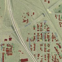 Second close-up of the map of Goshen, California print showing more streets and buildings