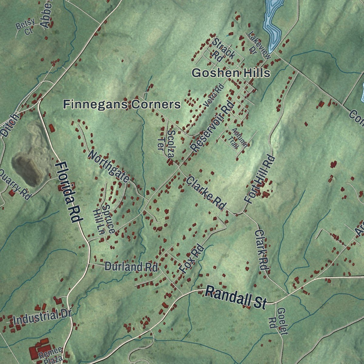 Second close-up of the map of the Town of Goshen, New York print showing more streets and buildings