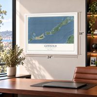 Gosnold, Massachusetts map, 18 x 24 inch print in a white frame in a home office
