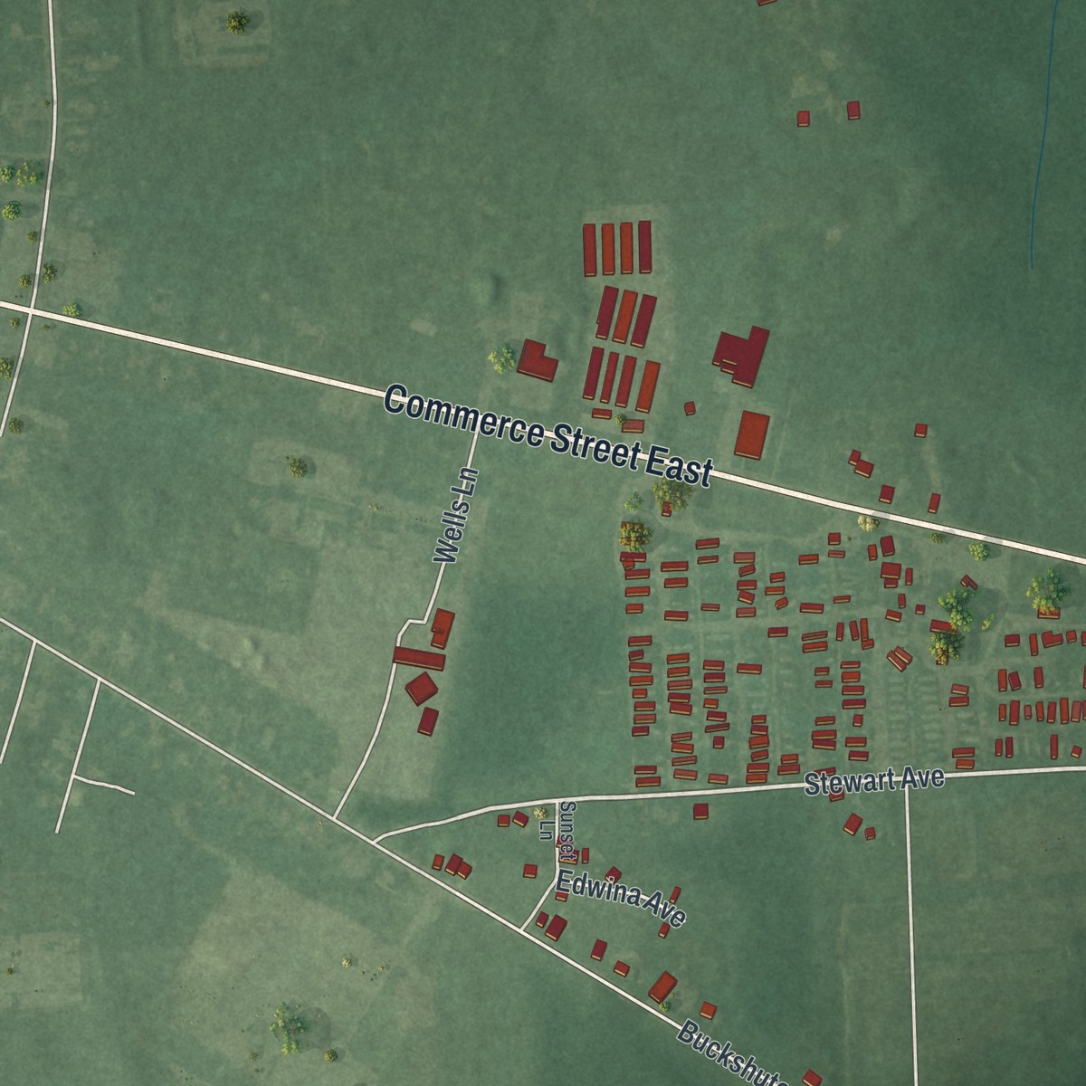 Second close-up of the map of Gouldtown, New Jersey print showing more streets and buildings