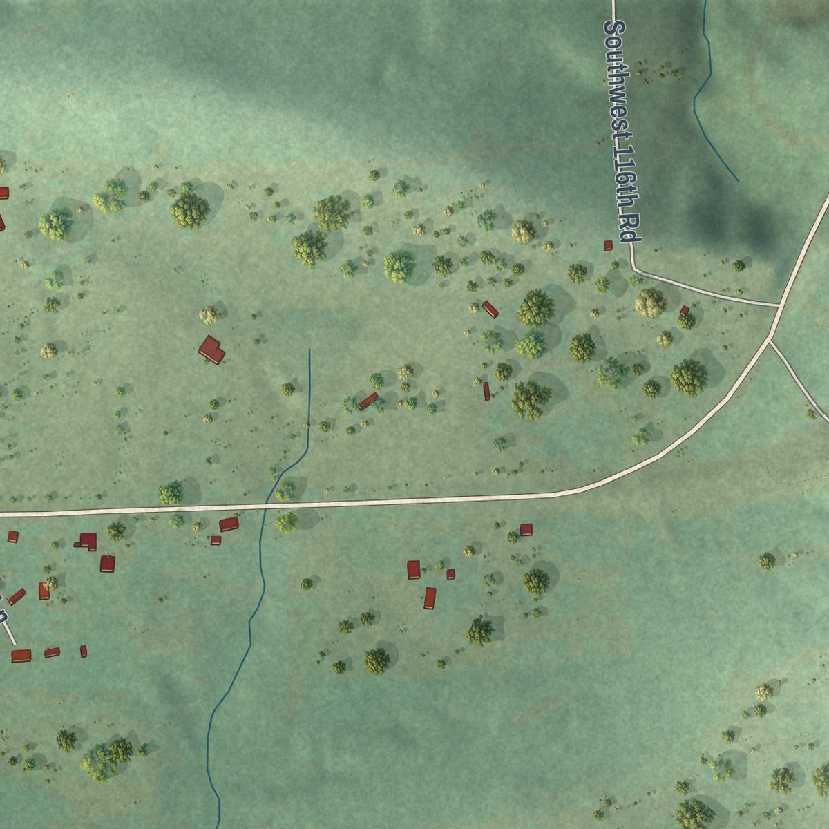 Second close-up of the map of Gowen, Oklahoma print showing more streets and buildings