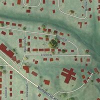 Second close-up of the map of Gower, Missouri print showing more streets and buildings