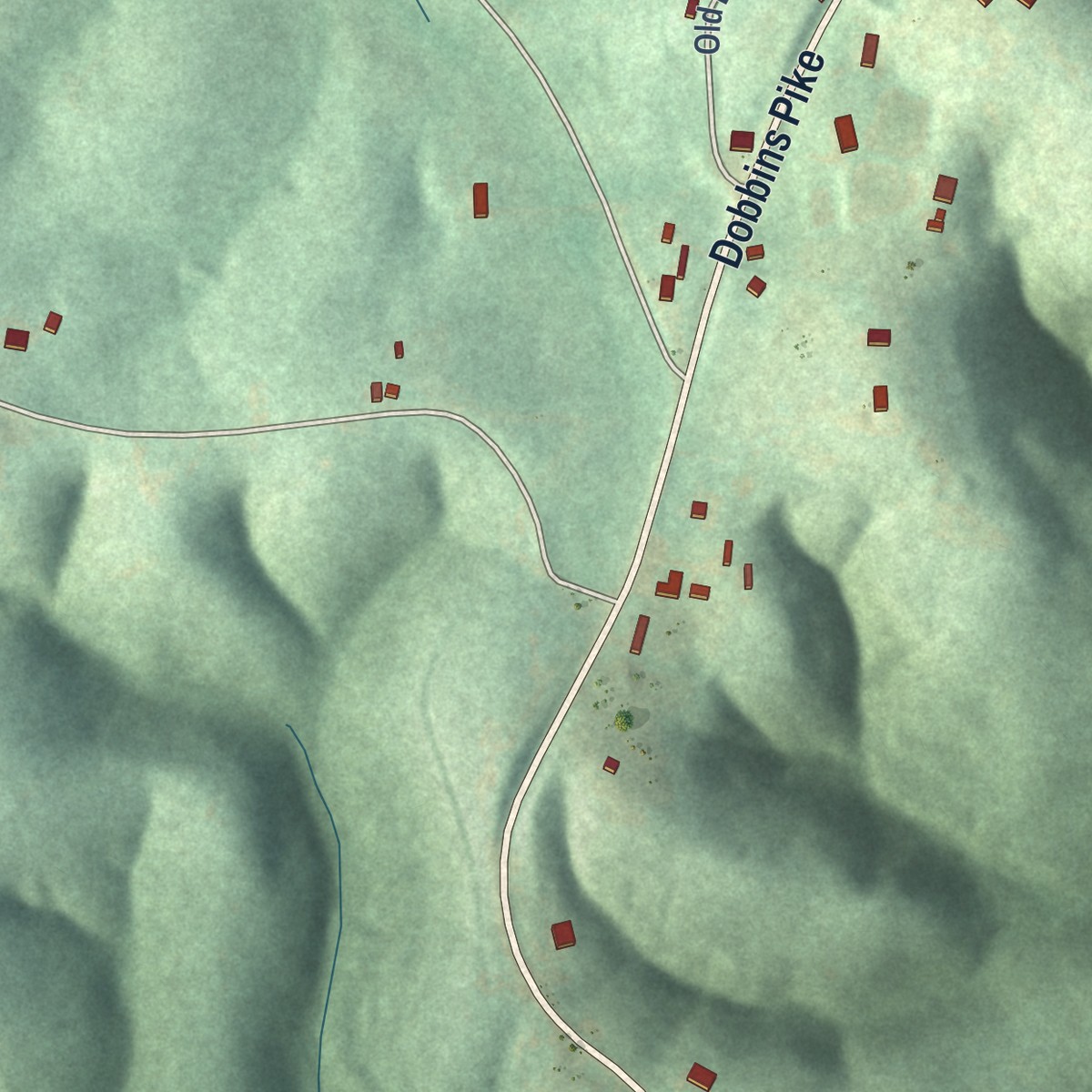 Second close-up of the map of Graball, Tennessee print showing more streets and buildings