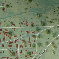 Second close-up of the map of Graford, Texas print showing more streets and buildings