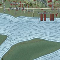Second close-up of the map of Grafton, Illinois print showing more streets and buildings