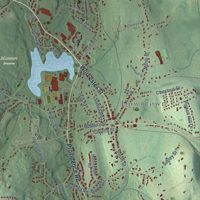 Second close-up of the map of Grafton, Massachusetts print showing more streets and buildings