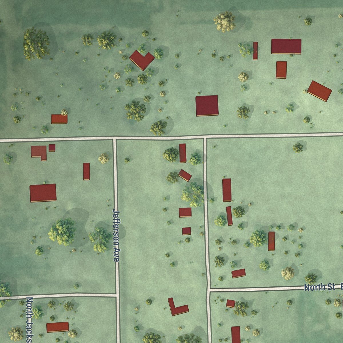 Second close-up of the map of Grafton, Nebraska print showing more streets and buildings