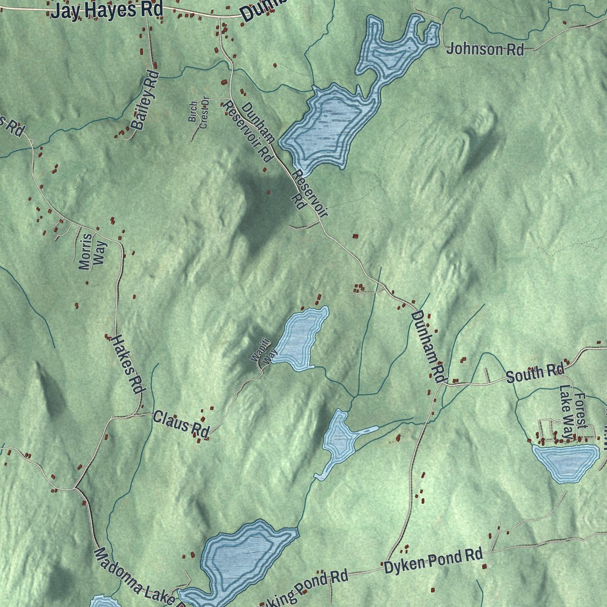 Second close-up of the map of Grafton, New York print showing more streets and buildings