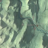Close-up of the map of Grafton, Vermont print showing terrain and local geography