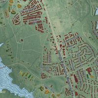 Second close-up of the map of Grafton, Virginia print showing more streets and buildings