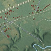 Second close-up of the map of Graingers, North Carolina print showing more streets and buildings