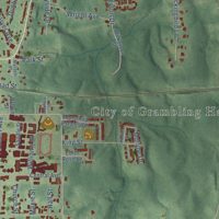 Second close-up of the map of Grambling, Louisiana print showing more streets and buildings