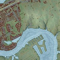 Second close-up of the map of Granbury, Texas print showing more streets and buildings