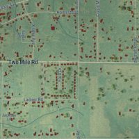 Second close-up of the map of Grand Bay, Alabama print showing more streets and buildings