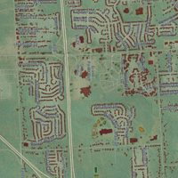 Second close-up of the map of Grand Blanc, Genesee County, Michigan print showing more streets and buildings
