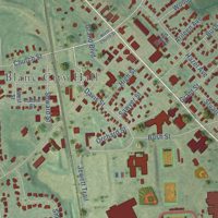Second close-up of the map of Grand Blanc, Michigan print showing more streets and buildings