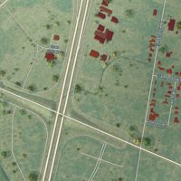Second close-up of the map of Grand Coteau, Louisiana print showing more streets and buildings