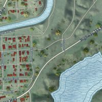 Second close-up of the map of Grand Coulee, Washington print showing more streets and buildings