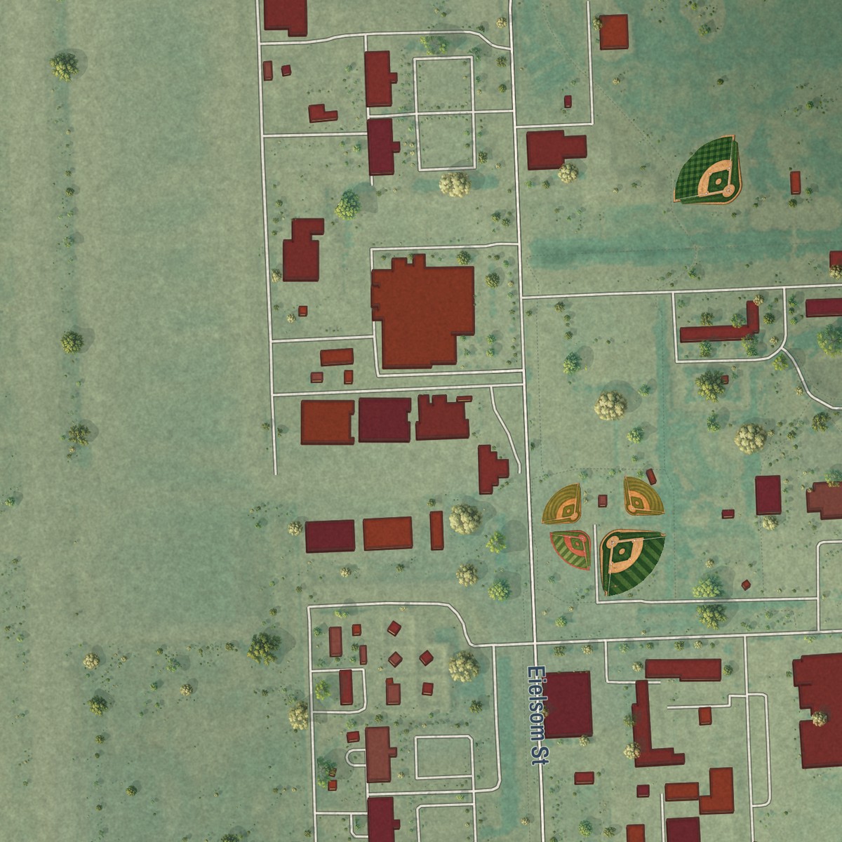 Second close-up of the map of Grand Forks AFB, North Dakota print showing more streets and buildings