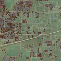 Second close-up of the map of Grand Junction, Colorado print showing more streets and buildings