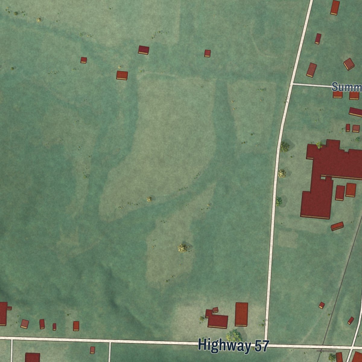 Second close-up of the map of Grand Junction, Tennessee print showing more streets and buildings