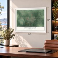 Grand Junction, Tennessee map, 18 x 24 inch print in a white frame in a home office
