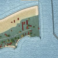 Second close-up of the map of Grand Marais, Michigan print showing more streets and buildings