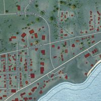 Second close-up of the map of Grand Marais, Minnesota print showing more streets and buildings