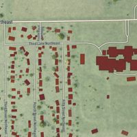 Second close-up of the map of Grand Meadow, Minnesota print showing more streets and buildings