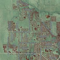 Second close-up of the map of Grand Rapids, Michigan print showing more streets and buildings