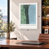 Grand View-on-Hudson, New York map, 18 x 24 inch print in a white frame in a home office