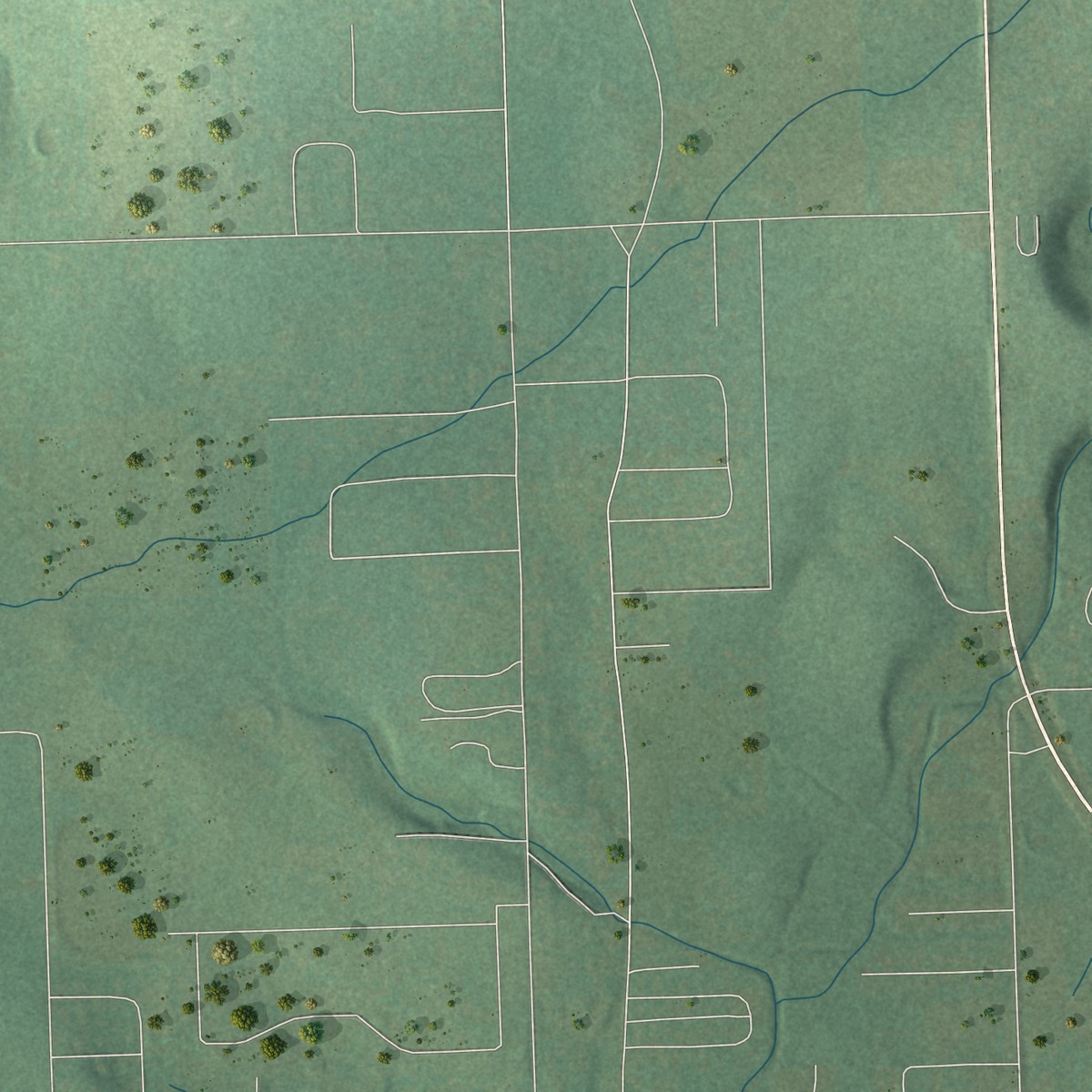 Second close-up of the map of Grandview, Oklahoma print showing more streets and buildings