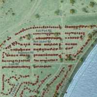 Second close-up of the map of Grandyle Village, New York print showing more streets and buildings