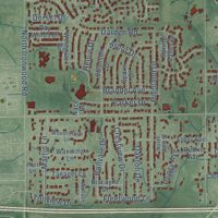 Second close-up of the map of Granger, Indiana print showing more streets and buildings