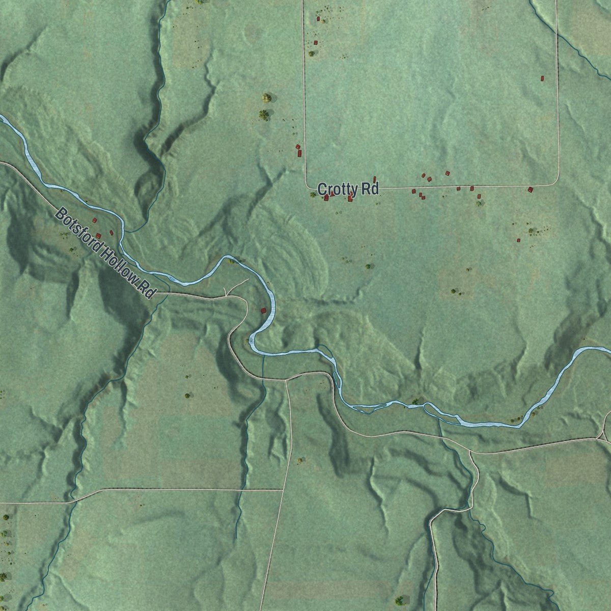 Second close-up of the map of Granger, New York print showing more streets and buildings