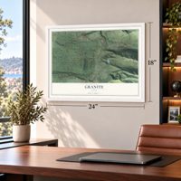 Granite, Utah map, 18 x 24 inch print in a white frame in a home office