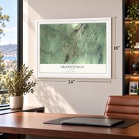 Graniteville, Vermont map, 18 x 24 inch print in a white frame in a home office