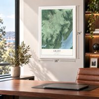 Grant, Alabama map, 18 x 24 inch print in a white frame in a home office