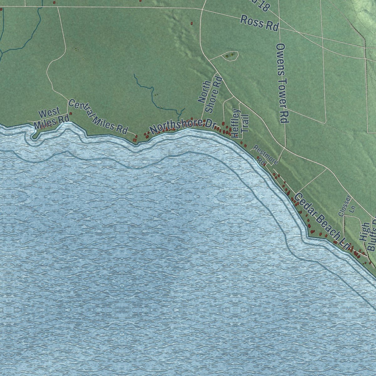 Second close-up of the map of Grant, Cheboygan County, Michigan print showing more streets and buildings