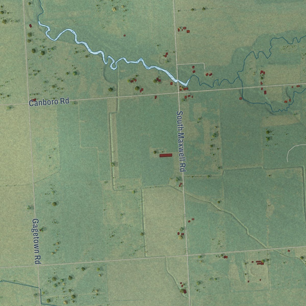 Second close-up of the map of Grant, Huron County, Michigan print showing more streets and buildings